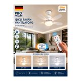 Pro Müller Alman Alman Kömürsüz Sessiz Motor Tavan Tipi 3 Renk Aydınlatmalı Fan Vantilatör (Sinek Kovar )