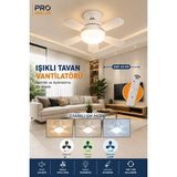 Pro Müller Alman Alman Kömürsüz Sessiz Motor Tavan Tipi 3 Renk Aydınlatmalı Fan Vantilatör (Sinek Kovar ) - Beyaz