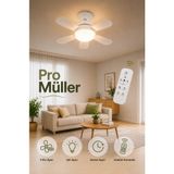 Pro Müller Alman Alman Kömürsüz Sessiz Motor Tavan Tipi 3 Renk Aydınlatmalı Fan Vantilatör (Sinek Kovar ) - Sarı