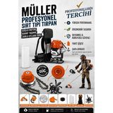 Pro Müller Alman Çelik Piston Quadron Benzinli Sırt Tipi Çim Çalı Ot Biçme Tırpan Makinesi Çapa Aparatlı