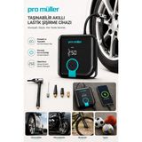 Pro Müller Alman Hava Pompası Şarjlı Taşınabilir Basınç Göstergeli Kompresör Powerbank Özellikli Lastik Şişirme Pompası