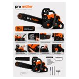 Pro Müller Alman Hava Soğutmalı Çift Egozlu 58 Cc Benzinli Ağaç Odun Dal Motorlu Hızar Bıçkı Testeresi Orman Motoru