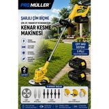 Pro Müller Alman Pro 21 V 5 Ah Teleskopik Uzatmalı Kömürsüz Turbo Motor Çift Akülü Ot Çalı Biçme Tırpanı