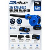 Pro Müller Alman Profesyonel 21 V 2 Ah Devir Ayarlı Çift Akülü Hava Üfleme / Emme Toz Toplama Makinesi