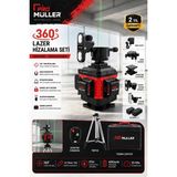 Pro Müller Alman Profesyonel Otomatik Hizalama 16 Köşe 360° Yeşil Lazer Çizgi Hizalama Terazi Çantalı Tripod Ayak Hediye