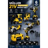 Pro Müller Alman Yeni Nesil Kömürsüz Motor 6'lı Profesyonel Set Kırıcı Delici Somun Sıkma Taşlama Makinesi Matkap Dekupaj Sunta Kesme