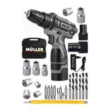 Pro Müller Germany DARBELİ Ex-torq 58 V 6 Ah Otomatik Korumalı Metal Şanzuman Çift Akülü Şarjlı Matkap 27 Parça Set