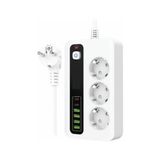 Pro P10 3x Priz 3000W Akım Korumalı 4x USB 2x Type-C Girişli Çoklu Priz - Beyaz