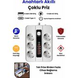 Pro P11 6x Priz 3000W Termal Akım Korumalı 4x USB 2x Type-C Girişli Çoklu Priz - Beyaz