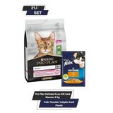 Pro Plan Delicate Kuzu Etli Kedi Maması 3 kg & Felix Tavuklu Yetişkin Kedi Pouch Set