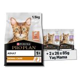 Pro Plan Elegant Somonlu Kuru Kedi Maması 1.5 kg + Purina Pro Plan Healthy Start Sos İçinde Hindi Etli Yavru Kedi Maması 85gr Pouch x 26 Adet x 2 Adet