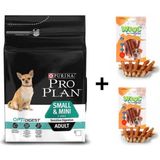 Pro Plan Kuzulu Küçük Irk 3 kg Köpek Maması + 2x80 gr Wooc Ödül