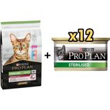 Pro Plan Morina ve Okyanus Balıklı 10 kg Yetişkin Kuru Kedi Maması + 12x85 gr Sterilised Ton ve Somonlu Kısırlaştırılmış Kedi Konservesi