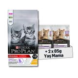 Pro Plan Original Kitten Tavuklu Kuru Kedi Maması, 1.5 kg + Pro Plan Pouch Hindili Yavru Kedi Konservesi 85gr x 2 Adet