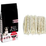 Pro Plan Puppy Sensitive Somon Balıklı Yavru 3 Kg Köpek Maması + 10 Adet Sütlü Burgu Köpek Kemikleri