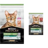 Pro Plan Sterilised Kısırlaştırılmış Kediler için Somonlu Kedi Maması, 10 Kg + Pouch Sterilised Biftekli Kısır Kedi Konservesi 85gr x 6 Adet