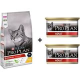 Pro Plan Tavuklu 3 kg Yetişkin Kedi Maması + 2x85 gr Tavuklu Kedi Konservesi