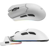 Pro Rgb Kablosuz 2.4ghz Bluetooth Kablolu Dock Şarj Istasyonlu 69GR 1khz 12000DPI Oyuncu Mouse (Beyaz)