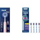 Pro Series 1 Pembe Elektrikli Diş Fırçası, 1 Diş Fırçası Başlığı, Braun Tasarımı + Oral-B 3D White X-Filament Şarjlı Diş Fırçası Yedek Başlığı 4 Adet - Standart - Renkli