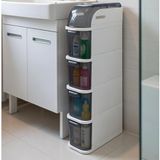 Pro Slim Tekerlekli Organizer Dolap, 4 Çekmeceli Dar Alan Depolama Ünitesi, Banyo, Mutfak ve Çamaşır Odası İçin Çok Amaçlı Aralık Dolabı, 95x20x38,5 cm