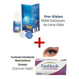 Pro-vision Lens Solüsyonu + Freshlook Colorblends Gemstone Green Renkli - Numarasız Lens Hediyeli
