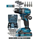 PRO100 Assur Pro 21V Çift Akü Çelik Mandren Kömürsüz Motor Darbeli Şarjlı Matkap Akülü Vidalama
