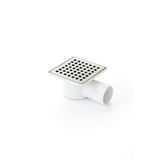 Proalet Kare Yer Süzgeci, 10x10 cm Paslanmaz Üst Yüzey, Yandan Çıkışlı, Oynar Başlıklı, Koku Yapmaz, Kolay Temizlik, Asit Dayanımı, Su Kaçırmaz İtalyan Conta, Uzun Ömürlü, Yer Drenaj Izgara (⌀ 32 mm)