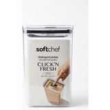 Proalet Softchef Click'n Fresh Hava Geçirmez Dikdörtgen Plastik Erzak Kabı 3100 ml - Vakumlu Tek Tuş Kapaklı Şeffaf Plastik Bakliyat, Un ve Şeker Saklama Kabı, Bpa Içermez (10,5X16X24,5CM) - 3 lt