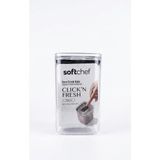 Proalet Softchef Click'n Fresh Hava Geçirmez Kare Plastik Erzak Kabı 1400 ml - Vakumlu Tek Tuş Kapaklı Şeffaf Plastik Bakliyat, Un ve Şeker Saklama Kabı, Bpa Içermez (10,5X10,5X17,5CM) - 1,4 lt