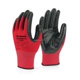 Proalet Violent Nitril Kaplı Örme Eldiven, Çift Renk,%100 Polyester, Kaymaz, Dayanıklı, Endüstriyel İş Eldiveni, İnşaat, Bahçe, Otomotiv, Lojistik İçin Uygun, Koruyucu, Zebra Eldiven (5, Kırmızı)