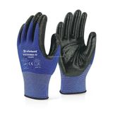 Proalet Violent Nitril Kaplı Örme Eldiven, Çift Renk,%100 Polyester, Kaymaz, Dayanıklı, Endüstriyel İş Eldiveni, İnşaat, Bahçe, Otomotiv, Lojistik İçin Uygun, Koruyucu, Zebra Eldiven (5, Mavi)