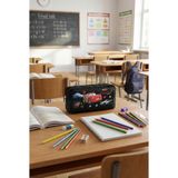 Probag Arabalı Kalemlik Yarış Arabası Desenli 2 Bölmeli Fermuarlı Geniş Iç Siyah Çocuk Kalem Kutusu