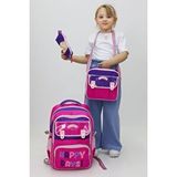 Probag Happy Days 3'lü Kız Çanta Seti Sırt Çantası Beslenme Çantası Kalemlik İlkokul Peluş Oyuncak Hediyeli Pembe