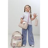 Probag Kız Çocuk Okul Çantası 3lü Set Beslenme Kalemlik Peluş Aksesuarlı Krem Ilkokul Anaokulu