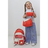 Probag Kız Çocuk Okul Çantası 3lü Set Beslenme Kalemlik Peluş Aksesuarlı Turuncu Ilkokul Anaokulu