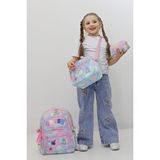 Probag Kız Çocuk Okul Çantası 3lü Set Beslenme Kalemlik Renkli Desenli İşlemeli İlkokul Anaokulu Çok Renkli