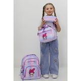 Probag Kız Çocuk Okul Çantası 3lü Set Sevimli Tavşan Karakterli Lila Beslenme Kalemlik İlkokul Mor