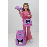 Probag Kuromi Tasarımlı Kız Çocuk 3 Lü Okul Çanta Seti Sırt Çantası Termal Beslenme Çantası Kalemlik Mor