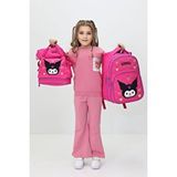 Probag Kuromi Tasarımlı Kız Çocuk 3 Lü Okul Çanta Seti Sırt Çantası Termal Beslenme Çantası Kalemlik Pembe