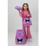 Probag Kuromi Tasarımlı Kız Çocuk 3 Lü Okul Çanta Seti Sırt Çantası Termal Beslenme Çantası Kalemlik
