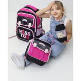 Probag Miss You Siyah 3'lü Okul Çanta Seti Sırt Çantası Beslenme Çantası Kalemlik İlkokul Peluş Oyuncak