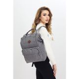 Probag Termal Bölmeli Gri Anne Bebek Sırt Çantası Melanj Kumaş Su Geçirmez Bebek Bakım Çantası Puset Uyumlu