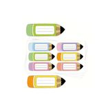 Probest DESIGN Kalem Şekilli Çocuk Defter İsim Etiketi – Defter, Kitap, Çanta İçin Renkli Kuşe Sticker