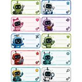 ProBest Design Robot Çocuk Isim Etiketi – Defter, Kitap, Çanta Için Renkli Kuşe Sticker