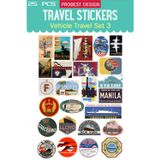 Probest Seyahat Ulaşım Araçları Bavul Etiketleri, Retro Sticker, Laptop, Karavan, Defter Etiketleri