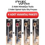 Probi White 2 Adet Himalaya Tuzlu Diş Fırçası + 2 Adet Ekru Spiral Uçlu Diş Fırçası - 4'lü Paket