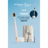 Probident 1+1 Paket Spiral Başlıklı Ekru Diş Fırçası+ Dil Temizleme+ Kesesi ve İkili Stant Hediye