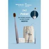 Probident 1+1 Paket Spiral Başlıklı Gri Diş Fırçası+ Dil Temizleme+ Kesesi ve İkili Stant Hediye