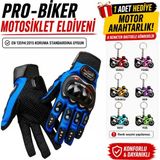Probiker Eldiven TAM Motosiklet Eldiveni Korumalı 1 ADET ANAHTARLIK HEDİYELİ - Renk: Mavi | Beden: XL - Mavi - Siyah