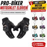 Probiker Eldiven TAM Motosiklet Eldiveni Korumalı 1 ADET ANAHTARLIK HEDİYELİ - Renk: Siyah | Beden: XL - Siyah - Siyah